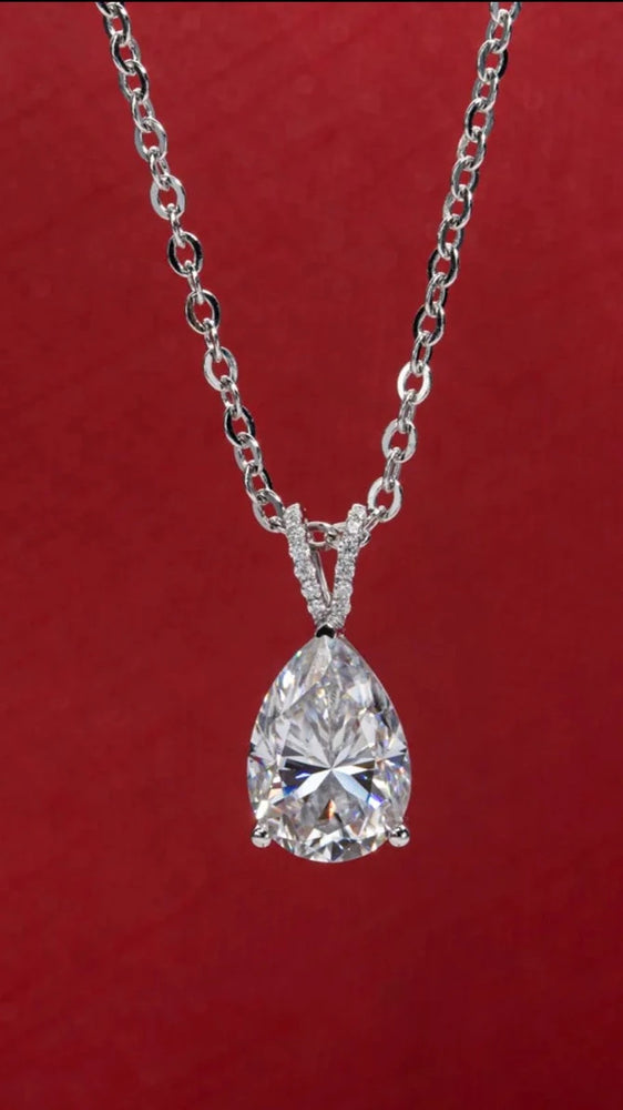 14K White Gold 2 Carat Pear Teardrop Cut D Color Moissanite Diamond Necklace With Certificate Jewelry