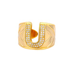 Chunky Wide Zircon Initial Letter Rings For Women Stainless Steel Opening Finger Ring Hip Hop Minimalist Jewelry Gift Femme