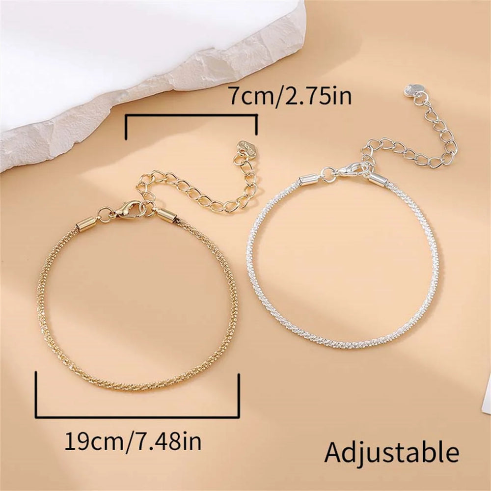 Sparkling Gold Color Silver Color Metal Chain Anklets For Women Temperament Light Luxury Shiny Ankle Bracelet Party Foot Jewelry