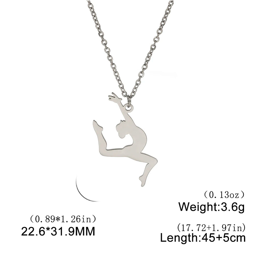 Rhythmic Gymnastics Necklace Women Trend 2025 Gymnast Stainless Steel Jewelry BFF Dancer Girl Sport Accessories Mother Day Gift