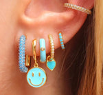  Gold Filled Hoop Drop Earrings Set for Women Ear Cuff Blue Zircon Enamel Dangle Earrings 2023 Fashion Jewelry Wholesale