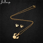 Cartoon Bowknot Mouse Stainless Steel Jewelry Set for Women Fashion Anime Animal Necklace Earrings Party Accessories