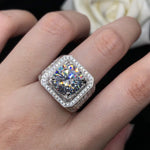 PT950 Platinum Four - Prong Men's Ring Inlaid with 5 - Carat High - Carbon Diamond - Fashionably Simple and Striking