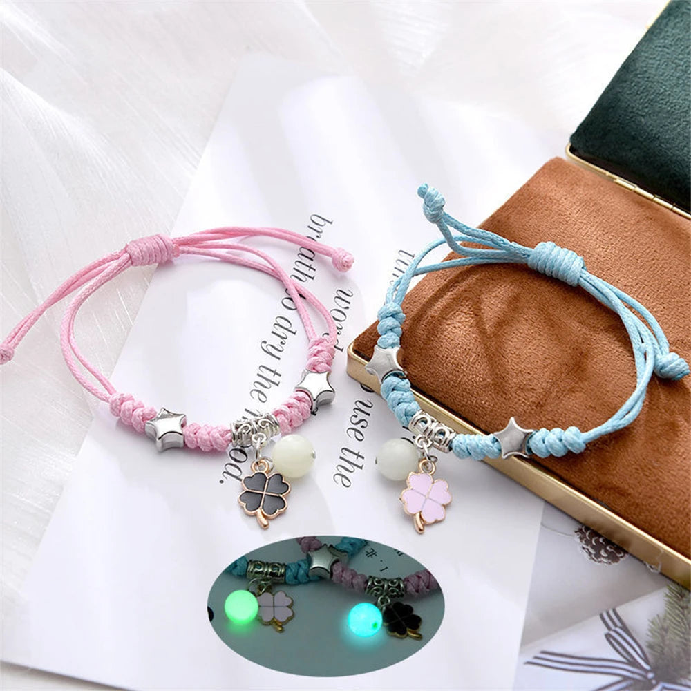 This set includes bracelets with luminous cat, star, moon, and cross charms. The bracelets are adjustable and made of woven rope, perfect for friendship bracelets. It is a great summer gift for both women and men.
