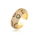Leopard Print hoop Earrings rings necklace Fashion black white Cubic Zirconia women Geometric Jewelry set