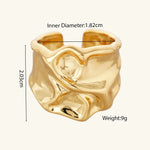 Stainless Steel Rings 18k Gold-Plated Waterproof No Fading Wrinkles Open Rings Valentine's Day Parties Jewelry Gift