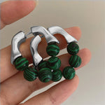 Green Bead Studed Earrings