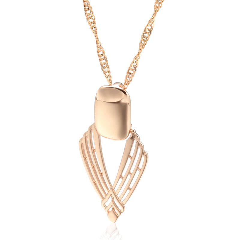 Elegant 585 Rose Gold Glossy Pendant Necklace