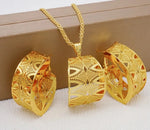 Fashion Dubai Jewelry Sets Gold Color Pendant Copper Classic Earrings Necklace For Women Daily Wear Party Anniversary Gifts