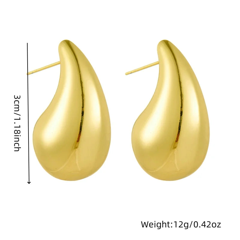 316L Stainless Steel Golden Droplet Shape Necklace Bracelet Earrings Suit Women 2024 New Trend Non-fading Jewelry Set