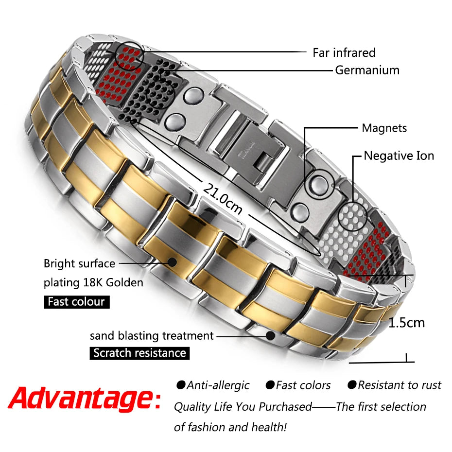 The latest trend in men's accessories with our popular fashion drop shipping bracelets and bangles. These charm Germanium magnetic power health titanium bracelets are set to be a hit in 2023.