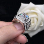 PT950 Platinum Four - Prong Men's Ring Inlaid with 5 - Carat High - Carbon Diamond - Fashionably Simple and Striking