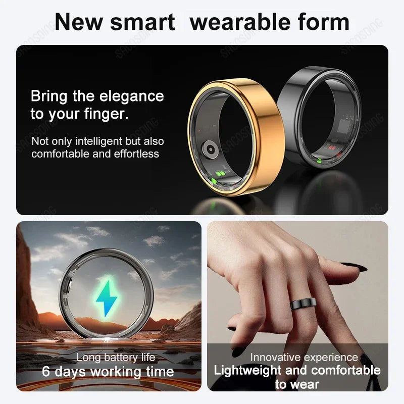 New Smart Ring Men Women Heart Rate Blood Oxygen Sleep Health Monitor Fitness IP68 Waterproof Sport Activity Tracker Finger Ring