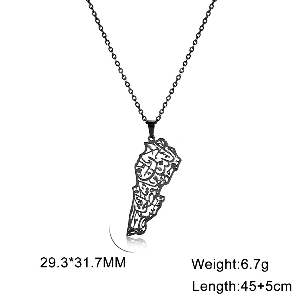 Arabic Islamic Necklace For Women Stainless Steel Lebanon Map Pendant Necklace Jewelry Wholesale 2025 New