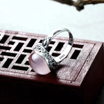 The exquisite elegance of our luxury natural stone ring collection. Crafted with genuine solid silver 925, our designer jewelry features a stunning rose quartz centerpiece. Elevate your style with our fine jewelry rings, perfect for women seeking a touch of sophistication and beauty.