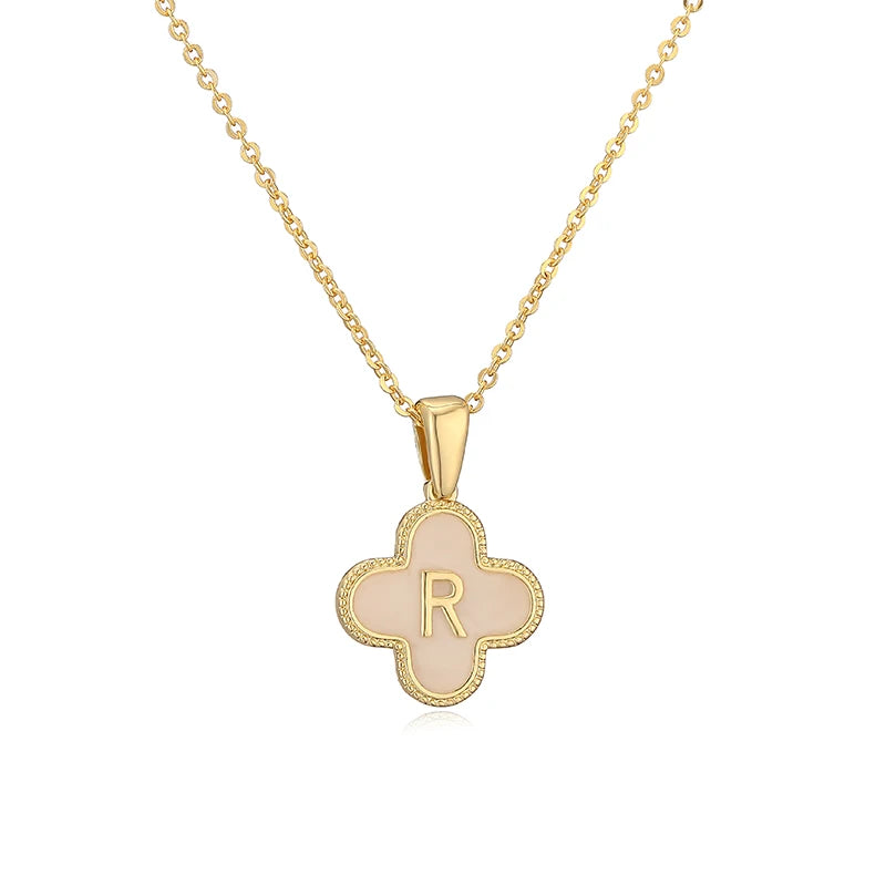 New Fashion Personalized 26 Initials Flower Charm Necklace For Women Name Ladies Jewelry Gift