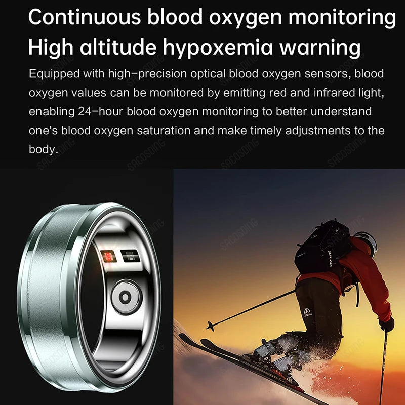 2024 Smart Ring Men Women Health Body Temperature Blood Pressure Fashion Ring Smart IP68 Waterproof Odometer Sports Ring Smart