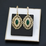Sunspicems Chic Gold Color Morocco Earring Arabic Women Drop Earring Bride Wedding Jewelry Hollow Arabesques French Earring Gift
