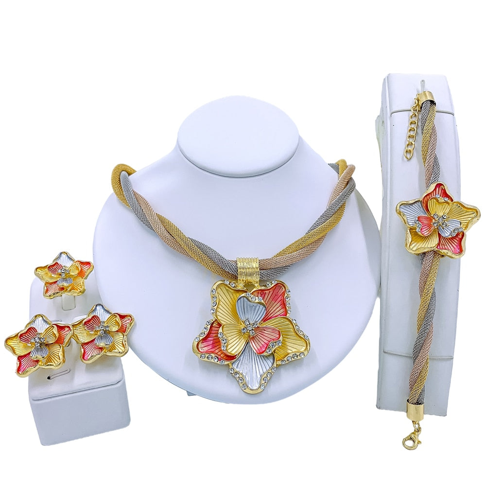 This luxurious jewelry set is made from a high-grade copper alloy and metal, giving you an elegant and timeless look that will make you shine all day long.