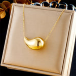316L Stainless Steel Golden Droplet Shape Necklace Bracelet Earrings Suit Women 2024 New Trend Non-fading Jewelry Set