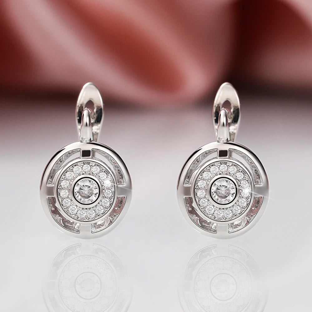 Huitan Unique Design Women's Earrings Rose Gold Color/Silver Color Luxury Bridal Wedding Earrings High Quality Jewelry Drop Ship