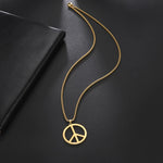 Cazador Stainless Steel 2025 Peace Sign Pendant Necklace for Men Gold Color Double Chain Necklace Jewelry Lover Gift Wholesale