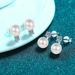 8mm Freshwater Pearl Pendant 0.2/0.9ct Moissanite Jewelry Sets D Color Wedding Jewelry S925 Silver Necklaces Earrings For Women