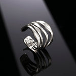 Women Irregular Wave Geometric Rings 2025 Fashion Stainless Steel Gold Color Adjustable Minimalist Finger Ring Jewelry