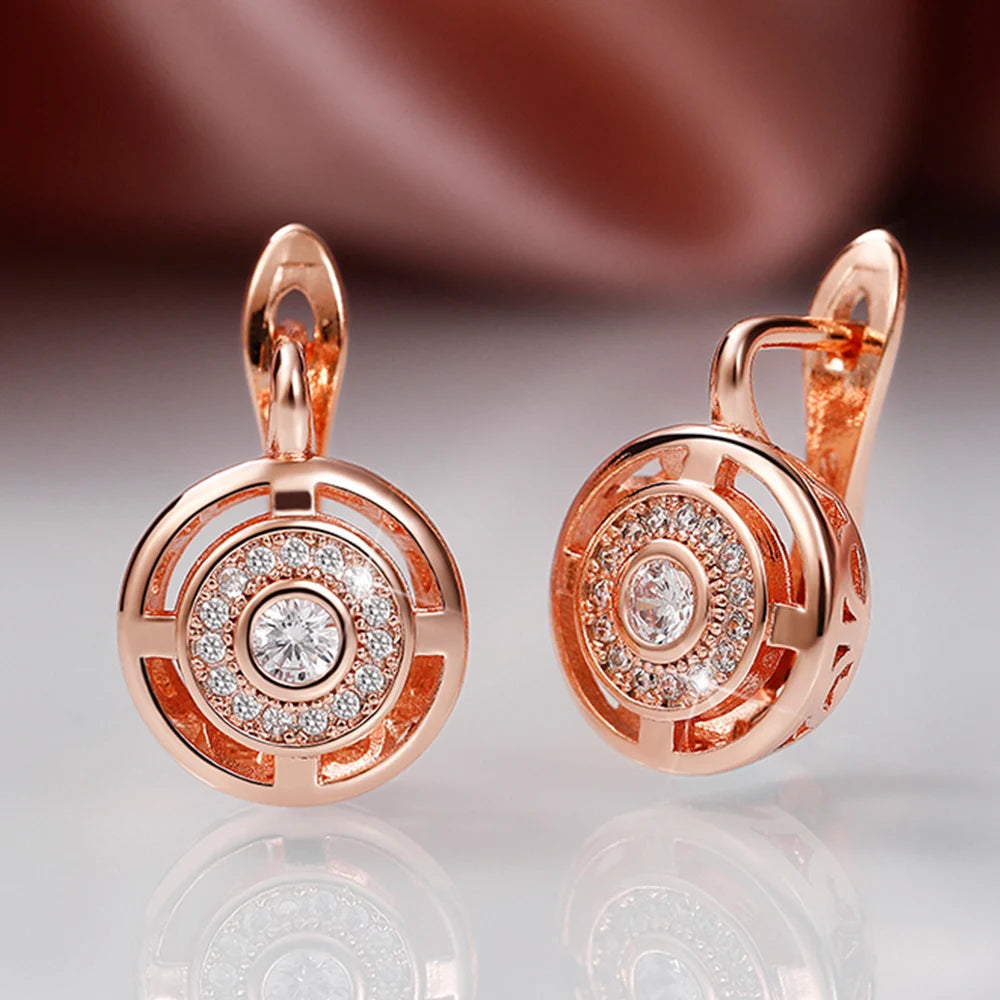 Huitan Unique Design Women's Earrings Rose Gold Color/Silver Color Luxury Bridal Wedding Earrings High Quality Jewelry Drop Ship
