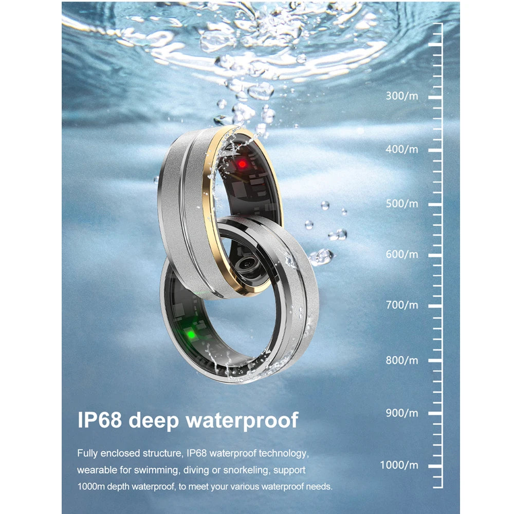 2024 Smart Ring Men Women IP68 Waterproof Heart Rate Blood Oxygen Sleep Health Monitor Sports Fitness Health Ring Android IOS