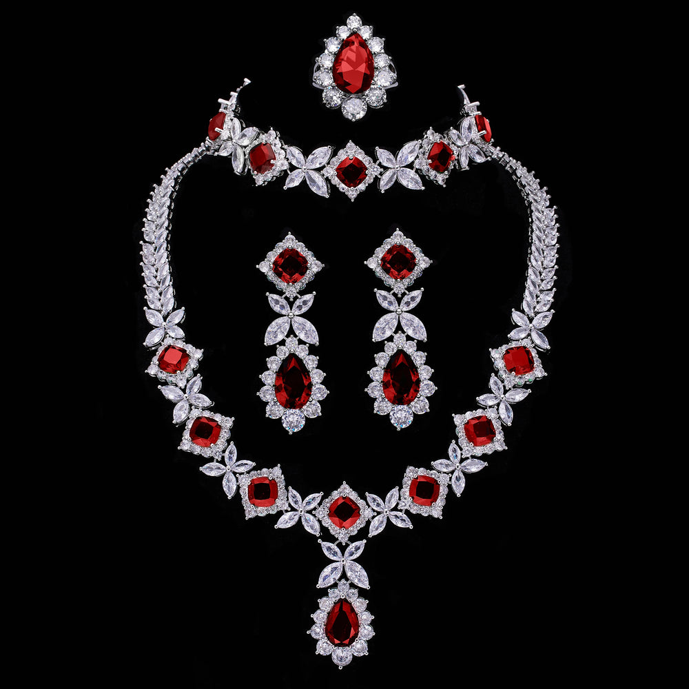 Luxury 4pcs Bridal Zirconia Jewelry Sets For Women Party , Dubai Nigeria  Crystal Wedding Jewelry Sets 2022