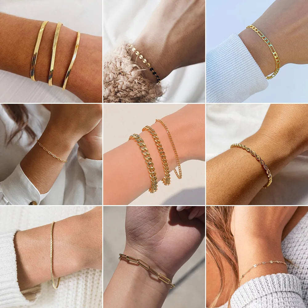 Discover timeless snake chain bracelets designed for women, featuring a trendy gold-plated stainless steel Cuban chain bracelet. Perfect for gifting to stylish women who appreciate quality jewelry.