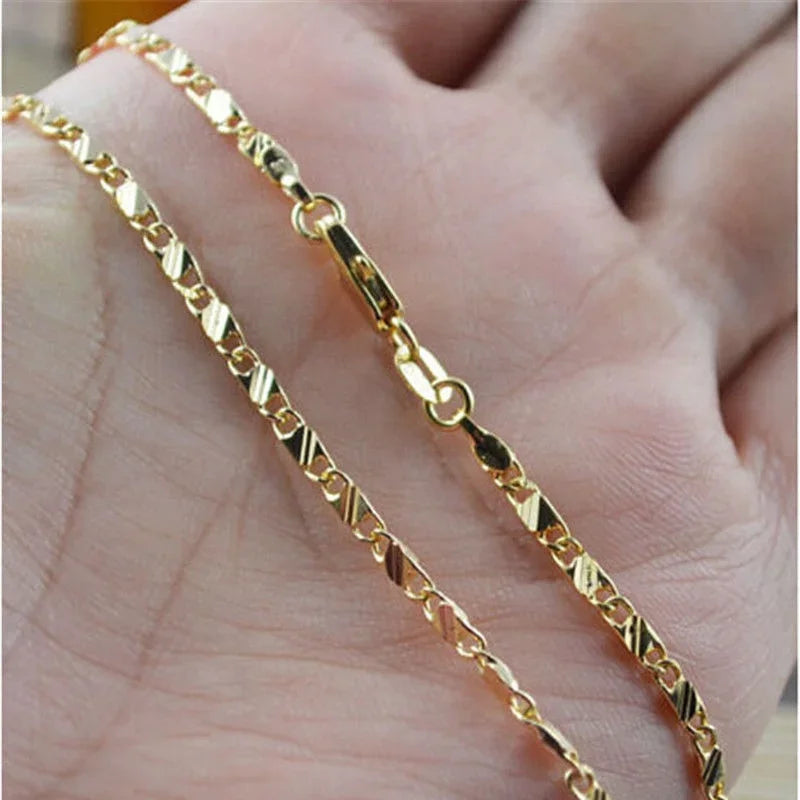 Exquisite Fashion 18K Gold Filled Necklace For Women Men Size 16-30 Inch Jewelry Chain Wholesale