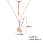 Stainless Steel Jewelry Musical Instrument Guitar Pendant Necklace for Women Men Chain Necklace Birthday Party Gift 2025