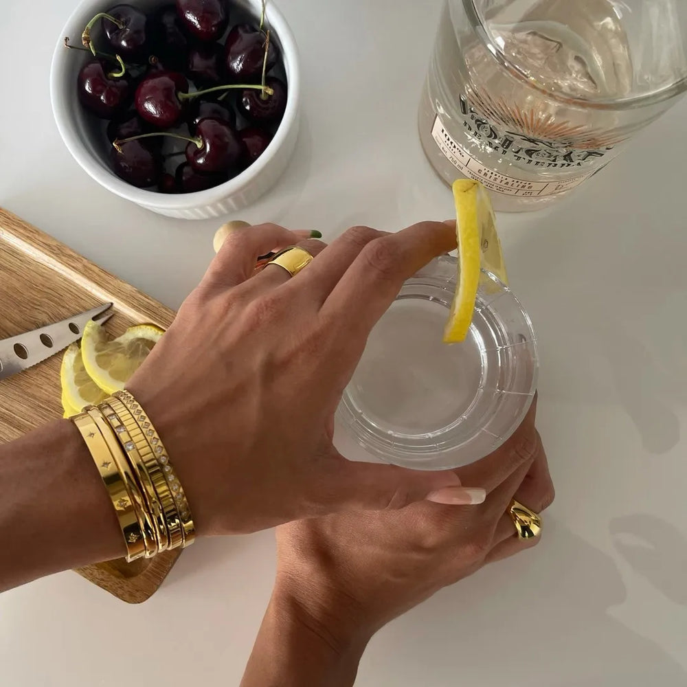 Fashion Punk Gold Color Bangles for Women Men Trendy Stainless Steel Metal Bracelets Bohemian Jewelry Accessories Gift