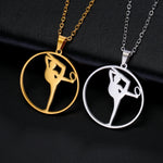 Gold Color Gymnast Girl Pendant Necklace for Women Stainless Steel Rhythmic Gymnastics Necklace Jewelry Gift 2025 Trendy