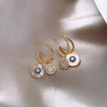 Gold Geometric Round Earrings