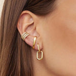  Gold Filled Hoop Drop Earrings Set for Women Ear Cuff Blue Zircon Enamel Dangle Earrings 2023 Fashion Jewelry Wholesale