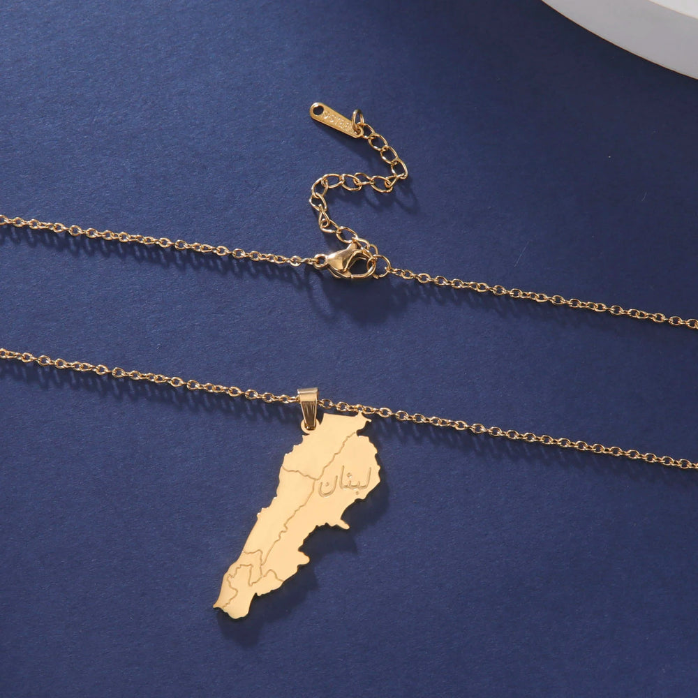Arabic Islamic Necklace For Women Stainless Steel Lebanon Map Pendant Necklace Jewelry Wholesale 2025 New