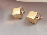 European and American Simple Cubic Pendant Gold Color Earrings For Women's Fashion Style Accessories Jewelry at Wedding Party