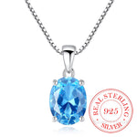 925 Sterling Silver Classic Blue Stone Necklace