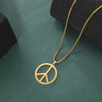 Cazador Stainless Steel 2025 Peace Sign Pendant Necklace for Men Gold Color Double Chain Necklace Jewelry Lover Gift Wholesale