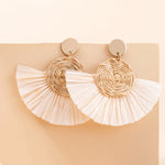 Rattan Raffia Tassel Pendant Earrings