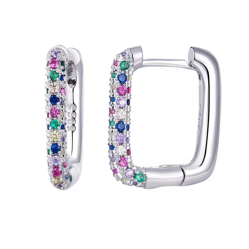  Gold Filled Hoop Drop Earrings Set for Women Ear Cuff Blue Zircon Enamel Dangle Earrings 2023 Fashion Jewelry Wholesale