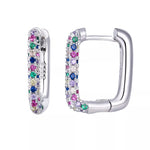  Gold Filled Hoop Drop Earrings Set for Women Ear Cuff Blue Zircon Enamel Dangle Earrings 2023 Fashion Jewelry Wholesale