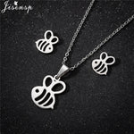 Cartoon Bowknot Mouse Stainless Steel Jewelry Set for Women Fashion Anime Animal Necklace Earrings Party Accessories