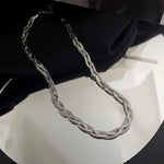  316L Stainless Steel Tricolor Hand Braided Necklace Europe and America Cuban Chain Ladies Necklace Party Jewelry