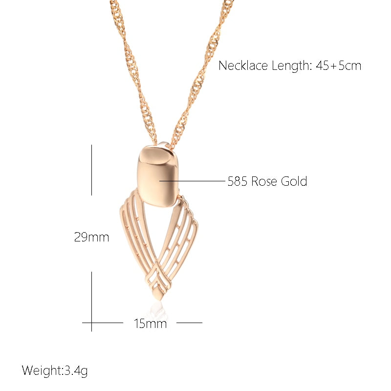 Elegant 585 Rose Gold Glossy Pendant Necklace