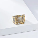Hip Hop Iced Out Bling CZ Ring Male Gold Color Stainless Steel Zircon Geometry Rapper Rings for Men Fashion Jewelry Gift 2025