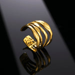 Women Irregular Wave Geometric Rings 2025 Fashion Stainless Steel Gold Color Adjustable Minimalist Finger Ring Jewelry